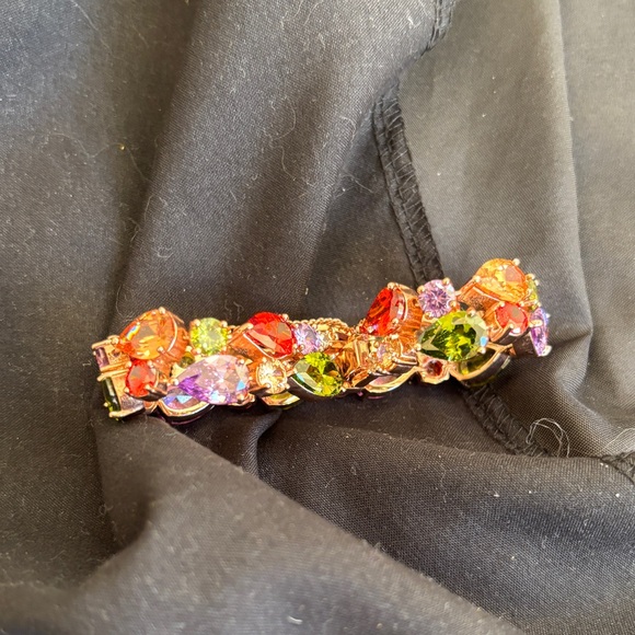 Colorful Rhinestone Bracelet Purple Red Blue Orange Green Rainbow - Picture 2 of 3